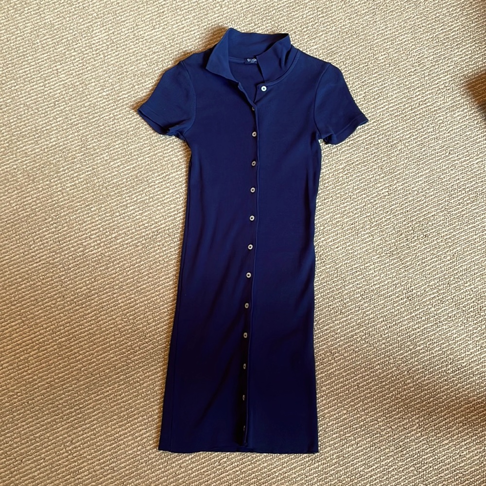 Brandy Melville size small navy button up collared mini straight dress